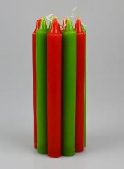 12 Bougies de Noël Teintées Masse Couleur Rouge et Verte