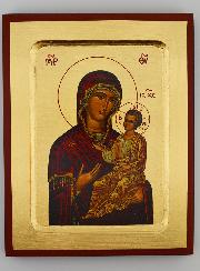 Icône Byzantine Marie Porte du Ciel sur Feuille d'Or - 17 cm