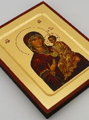 Icône Byzantine Marie Porte du Ciel sur Feuille d'Or - 17 cm