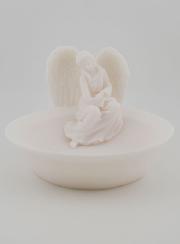 Bénitier Statue Ange Protecteur en Albâtre - 13 cm