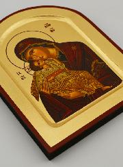 Icône Byzantine Vierge de Tendresse Arrondie - Feuille d'Or - 17 cm