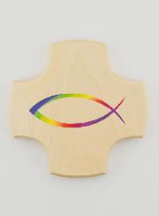 Croix Enfant en Bois - Poisson Chrétien Ichtus