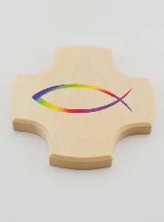 Croix Enfant en Bois - Poisson Chrétien Ichtus