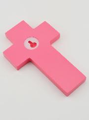 Croix en Bois Enfants du Monde Rose