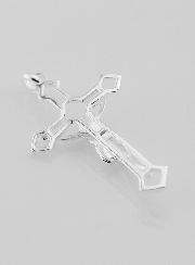 Pendentif Croix du Christ Ajourée en Argent 34mm