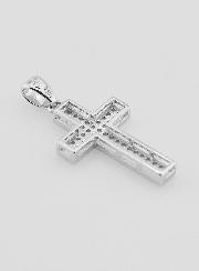 Pendentif Croix Diamants Strass et Argent 22mm