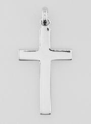 Pendentif Croix de Baptême en Argent Rhodié 26mm