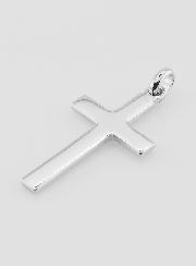 Pendentif Croix de Baptême en Argent Rhodié 26mm