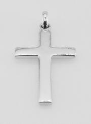 Pendentif Croix de Baptême en Argent Rhodié 26mm