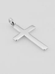 Pendentif Croix de Baptême en Argent Rhodié 26mm