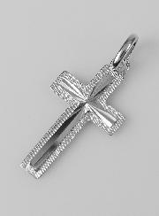 Pendentif Croix Sculptée en Argent 22mm