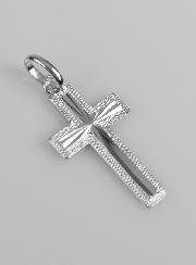 Pendentif Croix Sculptée en Argent 22mm
