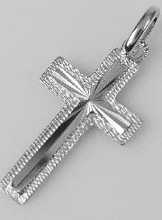Pendentif Croix Sculptée en Argent 22mm