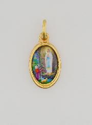Médaille Notre Dame de Lourdes Dorée - 14 mm