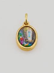Médaille Notre Dame de Lourdes Dorée - 14 mm