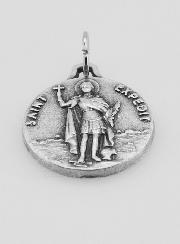 Médaille Saint Expédit en Métal Argenté - 16 mm