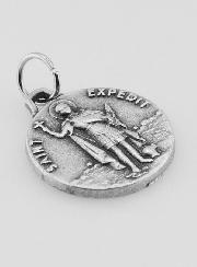 Médaille Saint Expédit en Métal Argenté - 16 mm
