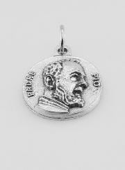 Médaille Padre Pio en Métal Argenté - 18 mm