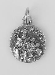 Médaille Saint Nicolas en Métal Argenté - 12 mm