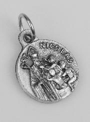 Médaille Saint Nicolas en Métal Argenté - 12 mm