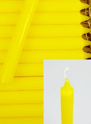 Carton 130 Bougies Cierges Teintées Masse Jaune