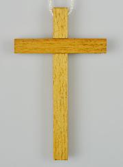 Croix d'Aube en Bois avec Cordon Blanc 10 cm