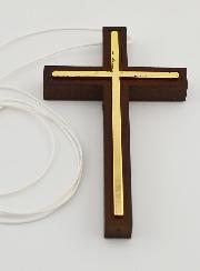 Croix d'Aube en Bois et Croix Dorée de Communion - 10 cm