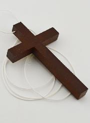 Croix d'Aube en Bois et Croix Dorée de Communion - 10 cm