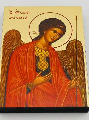 Icône Byzantine Saint Michel Archange Rouge - 12 cm