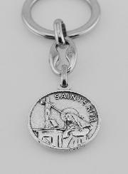 Porte-Clés de Sainte Rita Argenté avec Prière