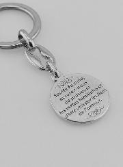 Porte-Clés de la Sainte Famille Argenté avec Prière