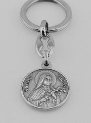 Porte-Clés de Sainte Thérèse de Lisieux Argenté avec Prière