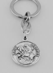 Porte-Clés de Saint Georges Argenté avec Prière