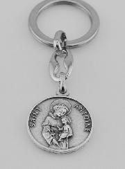 Porte-Clés de Saint Antoine Argenté avec Prière