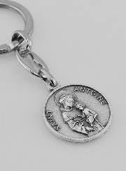Porte-Clés de Saint Antoine Argenté avec Prière