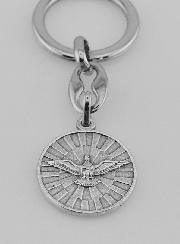 Porte-Clés du Saint Esprit Argenté avec Prière