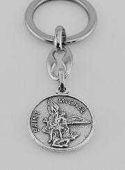 Porte-Clés de Saint Michel Archange Argenté avec Prière