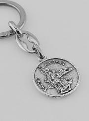Porte-Clés de Saint Michel Archange Argenté avec Prière