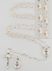 Chapelet en Perles de Première Communion Argenté + Médaille de Communion