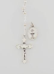 Chapelet en Perles de Première Communion Argenté + Médaille de Communion