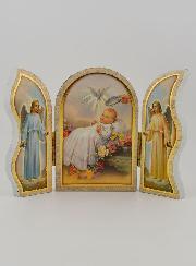 Icône Triptyque Souvenir de Baptême - 13 cm