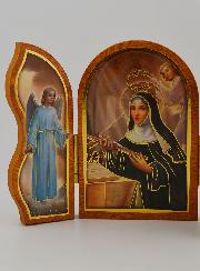 Icône Triptyque Sainte Rita de Cascia - 12 cm