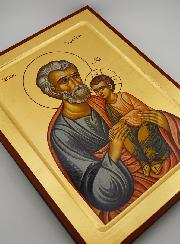 Icône Byzantine Saint Joseph à l'Enfant Jésus - 30 cm