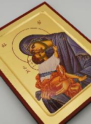 Icône Byzantine Vierge de Tendresse Voile Bleu - 22 cm