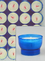 24 Bougies d'Église - Veilleuses Bleues - 6h