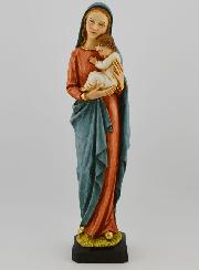 Statue Vierge Marie à l'Enfant Jésus Polychromée Peinte Main - 25 cm