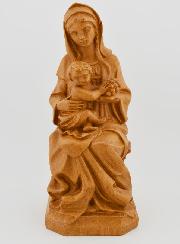 Statue Vierge Marie à l'Enfant Jésus aux Raisins - Ton Bois - 18 cm