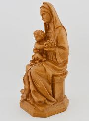 Statue Vierge Marie à l'Enfant Jésus aux Raisins - Ton Bois - 18 cm