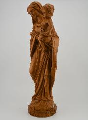 Statue Sainte Vierge Marie à l'Enfant Jésus - Ton Bois - 30 cm
