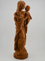 Statue Sainte Vierge Marie à l'Enfant Jésus - Ton Bois - 30 cm